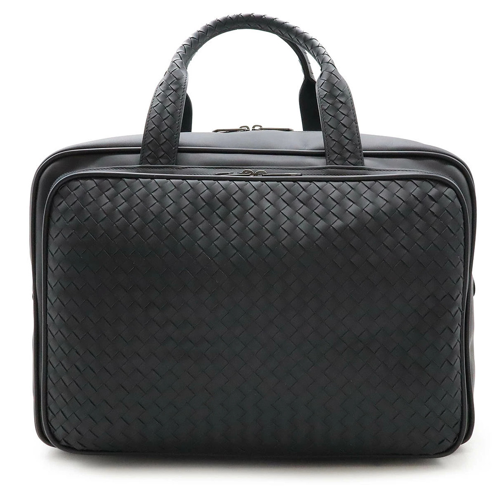 BOTTEGA VENETA Intrecciato Travel Bag Boston Leather Black